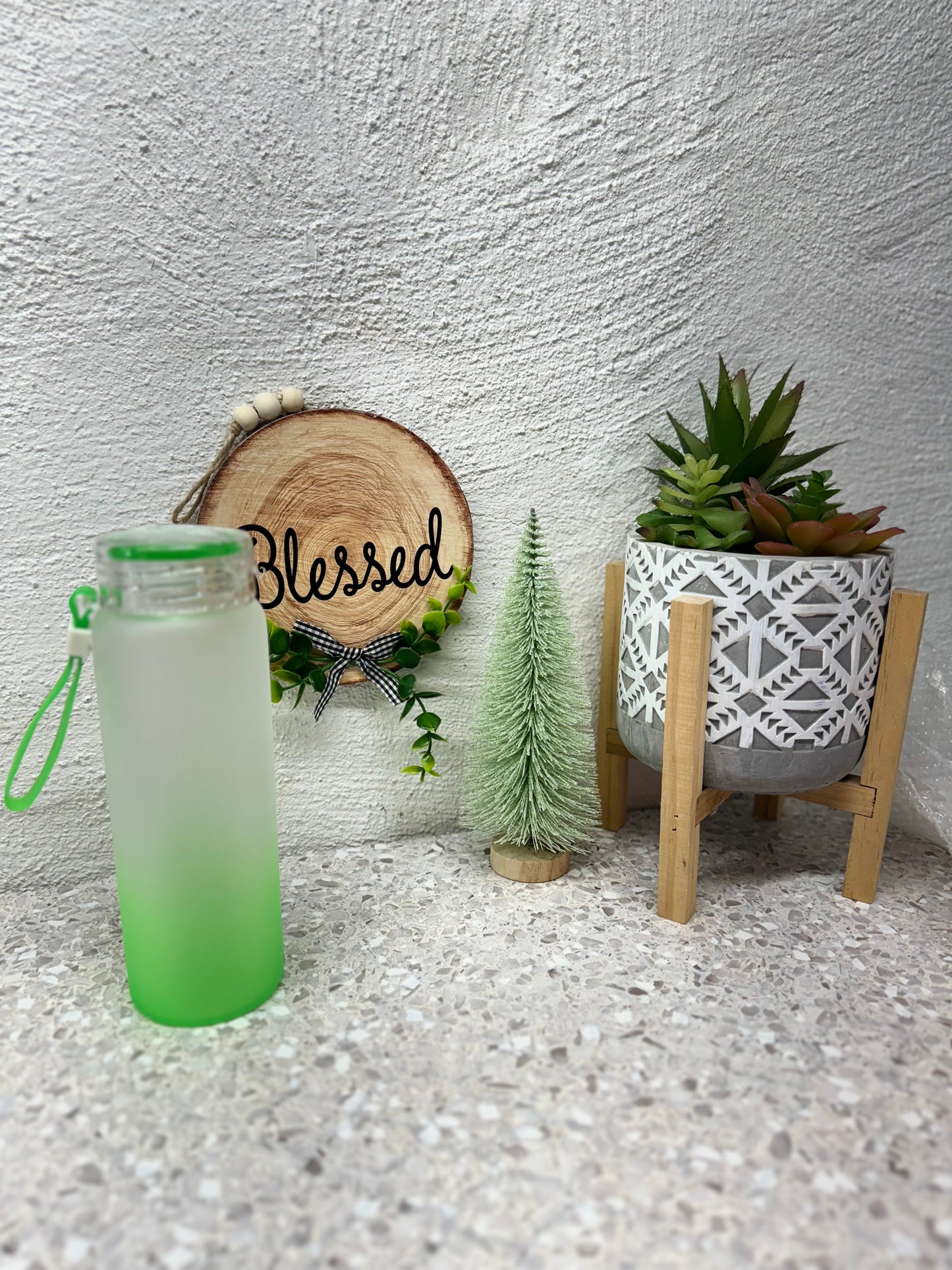 17oz Sublimated Frosted Glass water bottle