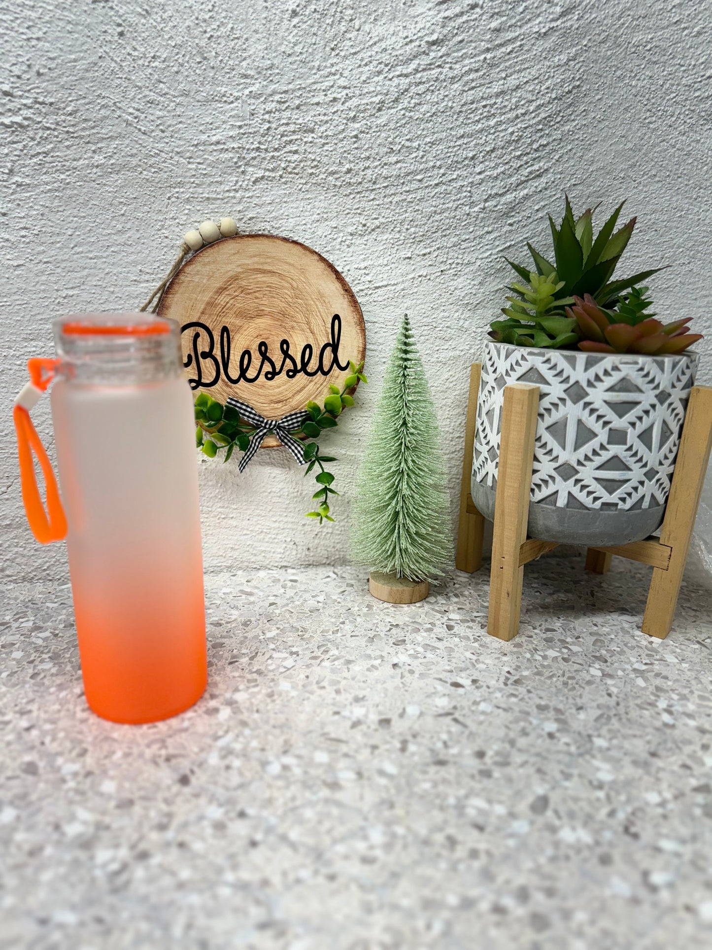 17oz Sublimated Frosted Glass water bottle