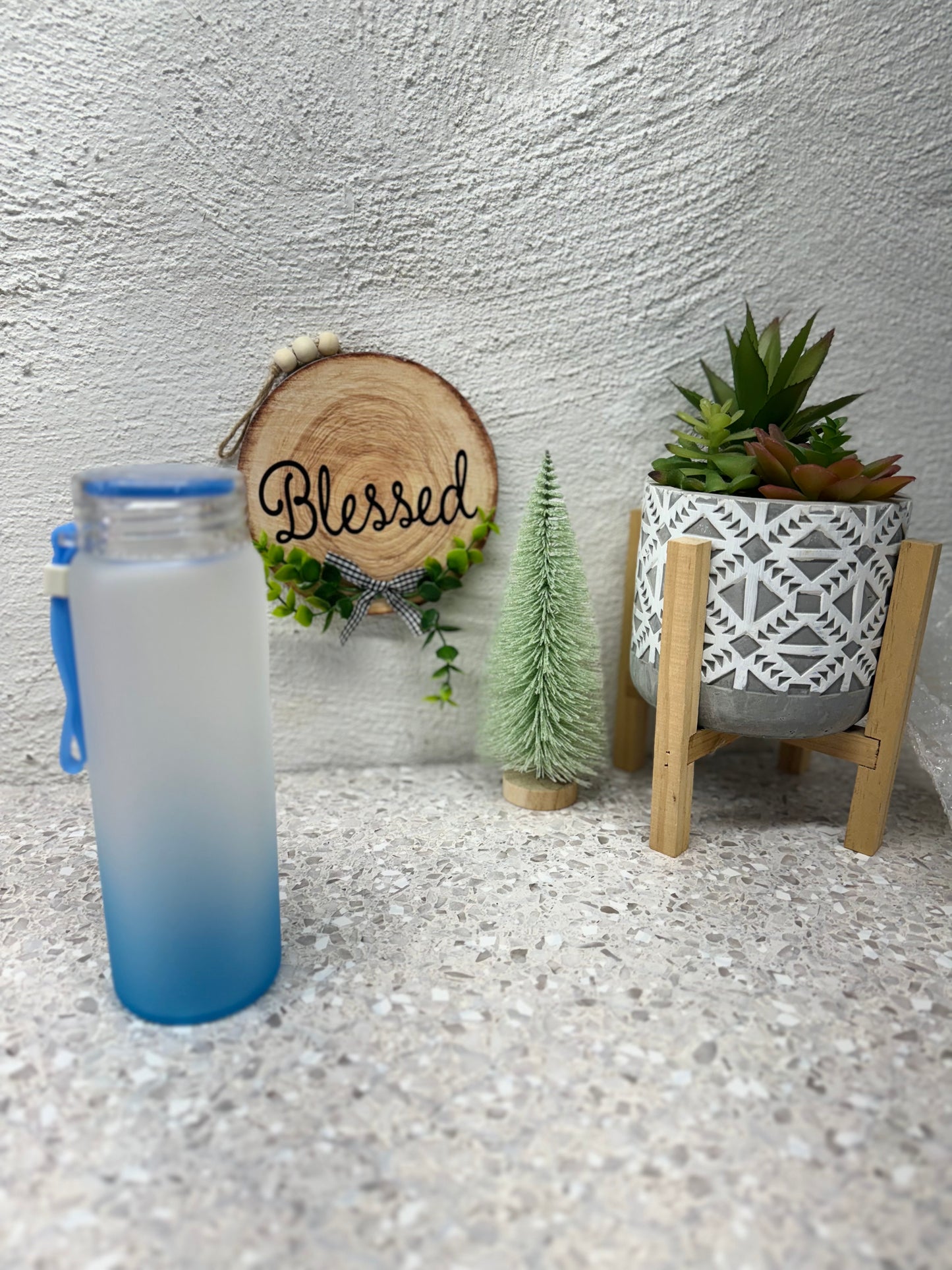 17oz Sublimated Frosted Glass water bottle