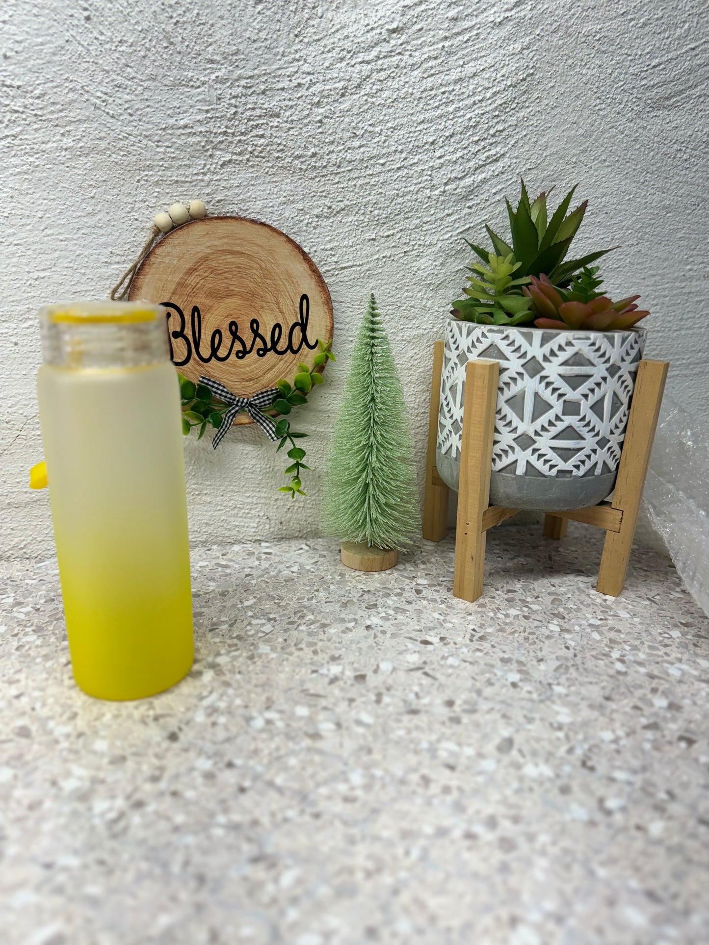 17oz Sublimated Frosted Glass water bottle