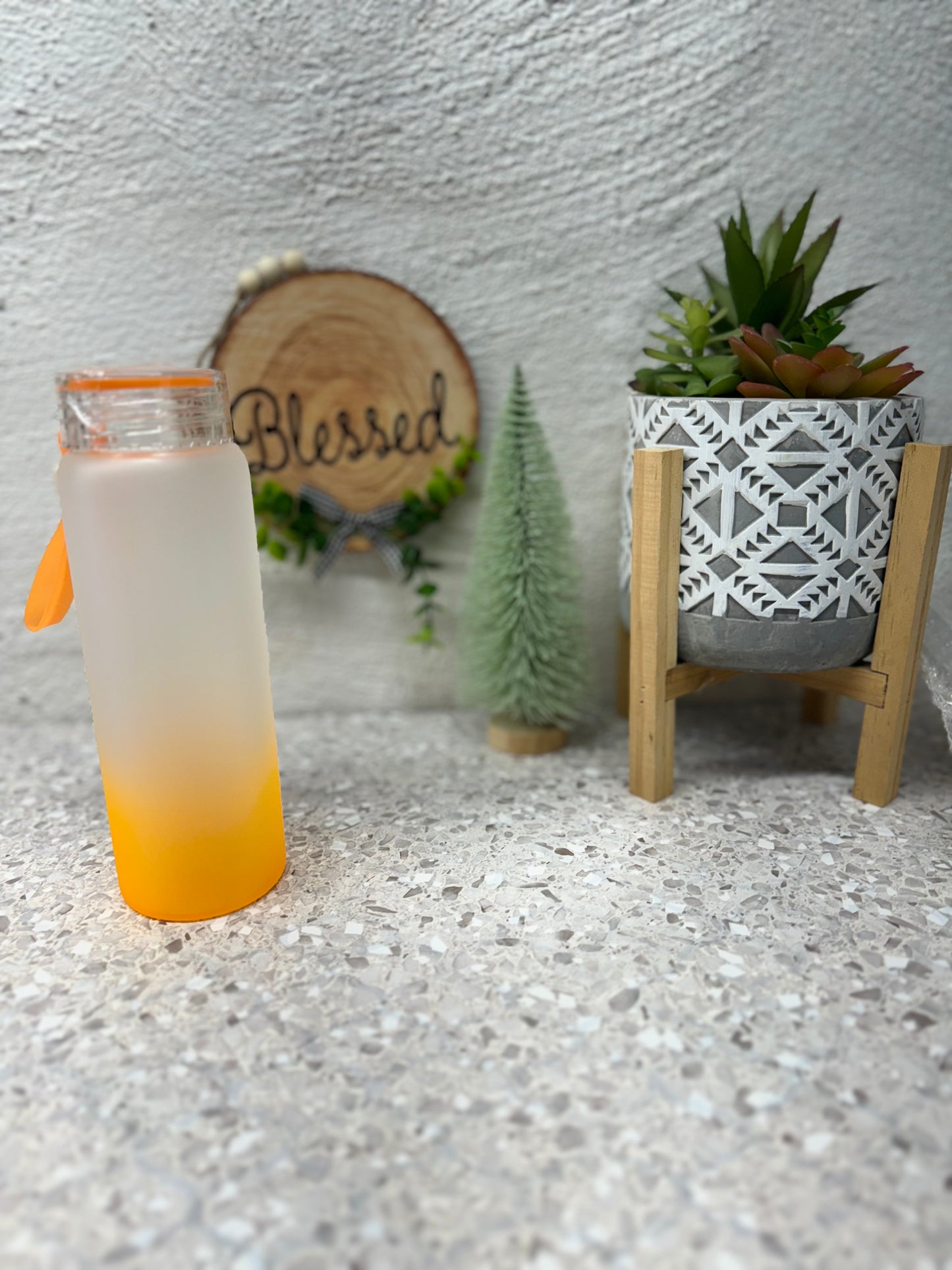 17oz Sublimated Frosted Glass water bottle