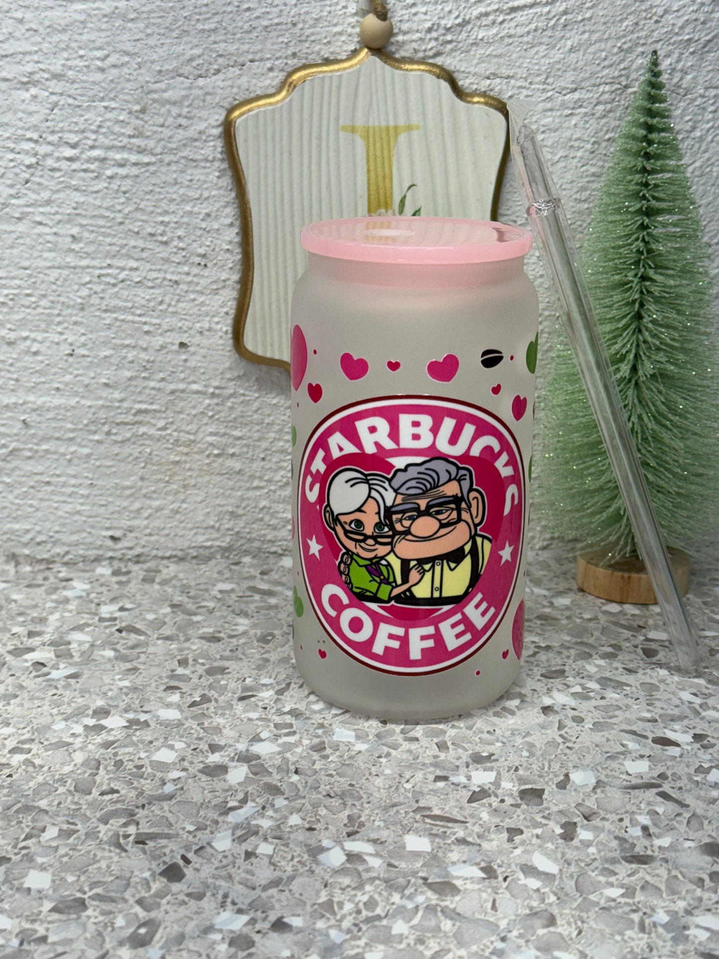 16oz UP Frosted Glass Cup