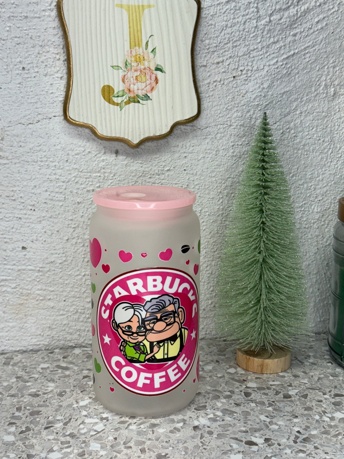 16oz UP Frosted Glass Cup