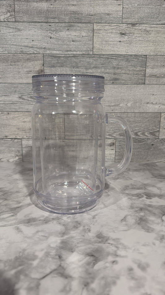 20oz double wall  clear tops Acrylic jar cup